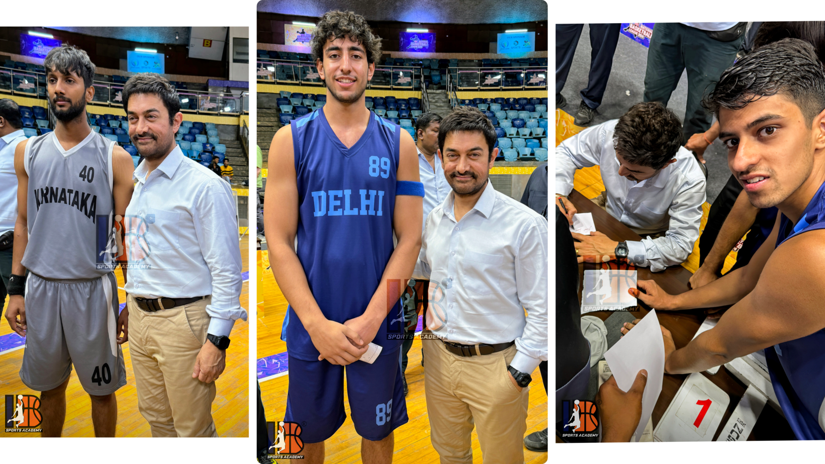 Cast and crew of Sitaare Zameen Par with IB Sports Academy athletes and Head Coach Ishwar Bhati