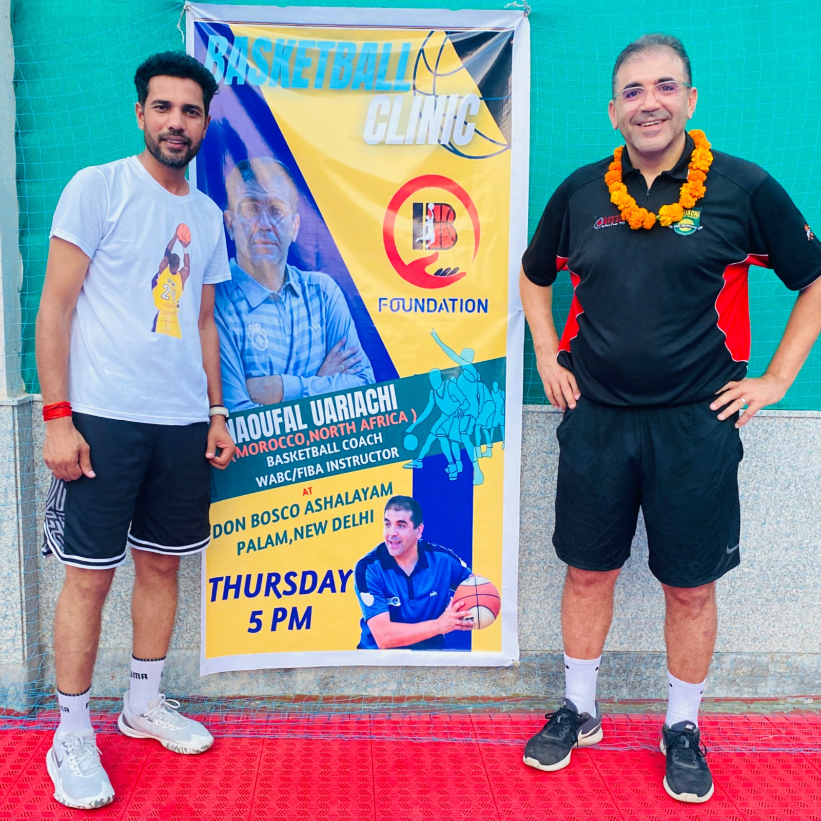 Coach Naoufal Uariachi and Coach Ishwar Bhati Discussing Basketball Strategy at IB Sports Academy