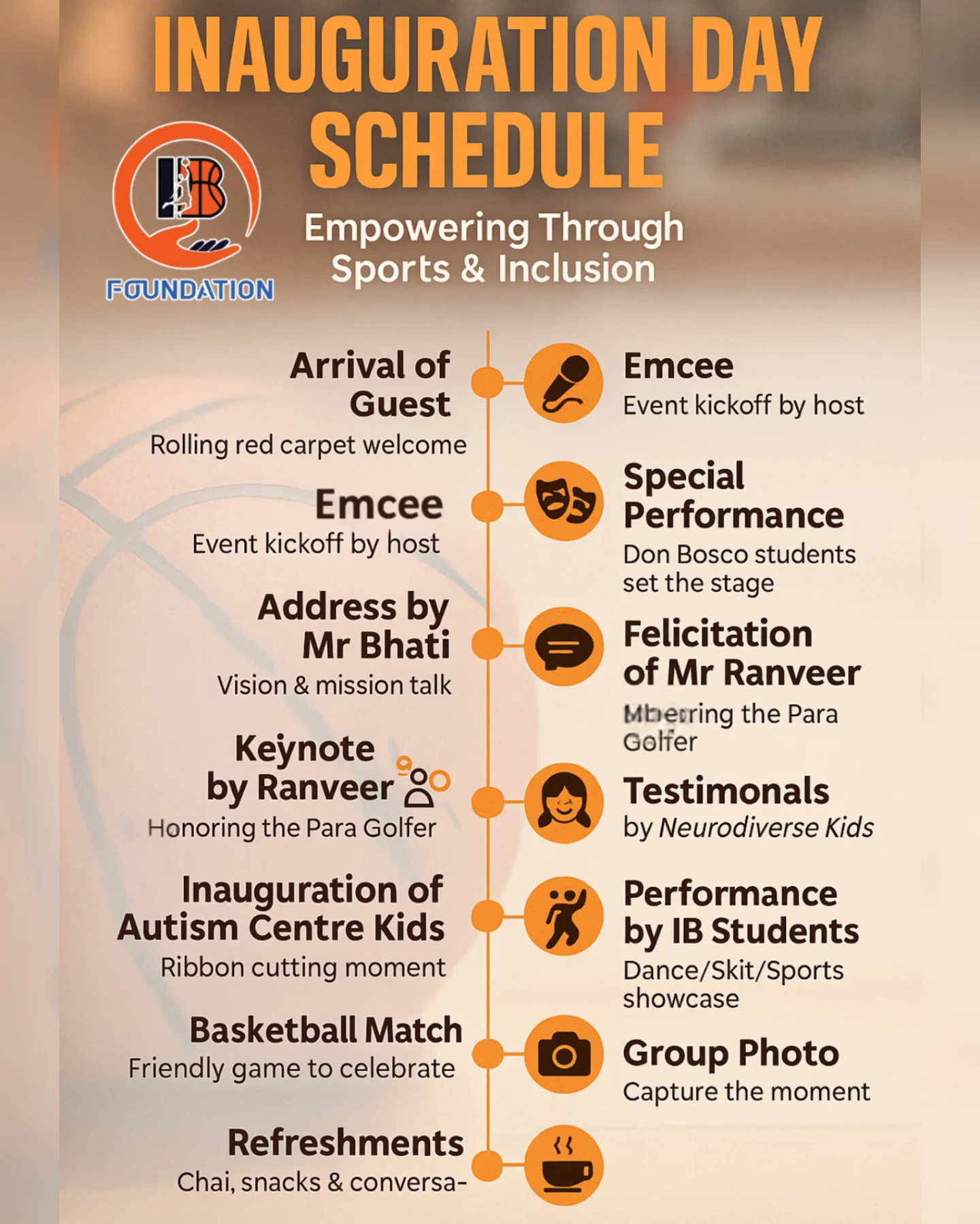 Official Schedule for the Sunday Centre Inauguration Event at ITL Public School